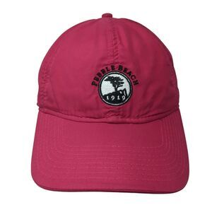 Pebble Beach Strapback Hat Pink 56cm Adjustable Embroidered 6 Panel